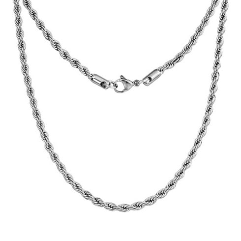 Sterling Silver Stainless Steel Rope Chain